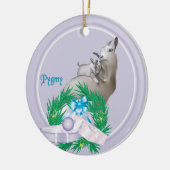 Lilac Pygmy Goat Wreath Holiday Keramik Ornament (Links)
