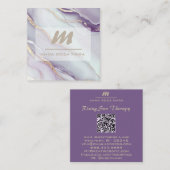 *~* Lilac QR AP66 Marble Glam Luxe Glitzer Initial Quadratische Visitenkarte (Vorne/Hinten)