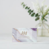 *~* Lilac QR Marble Glam Luxe Glitzer Initial AP66 Visitenkarte (Stehend Vorderseite)