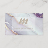 *~* Lilac QR Marble Glam Luxe Glitzer Initial AP66 Visitenkarte (Vorderseite)