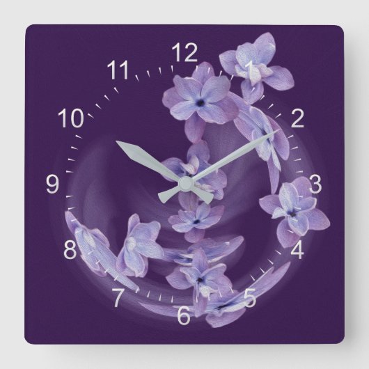 Lilac Quadratische Wanduhr (Vorderseite)