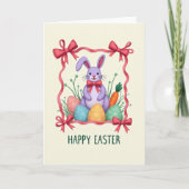 Lilac Rabbit Bow Pattern Card Karte (Vorderseite)