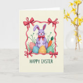 Lilac Rabbit Bow Pattern Card Karte (Gelbe Blume)