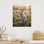 Lilac Rabbit Morning Meadow Poster (Küche)