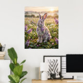 Lilac Rabbit Morning Meadow Poster (Heimbüro)