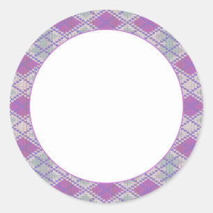 LILAC RAUTE STRICK 1,5" Rundkleber Runder Aufkleber