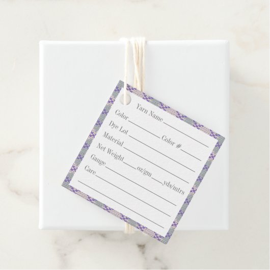 LILAC RAUTE STRICK 2" Quadratgarnmarken Geschenkanhänger (Beispiel)