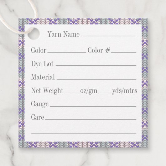 LILAC RAUTE STRICK 2" Quadratgarnmarken Geschenkanhänger (Vorderseite)