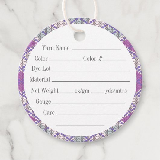 LILAC RAUTE STRICK 2" Rundgarntags Geschenkanhänger (Vorderseite)