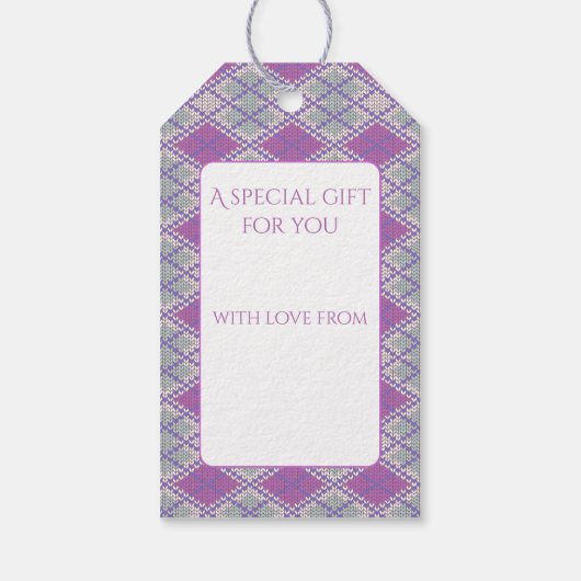LILAC RAUTE STRICK Gift Tags Geschenkanhänger (Rückseite)