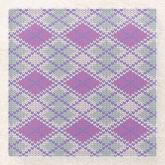 LILAC RAUTE STRICK Glass Drink Untersetzer (Vorderseite)