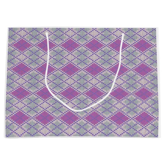LILAC RAUTE STRICK Große Geschenktasche Geschenktüte (Vorderseite)