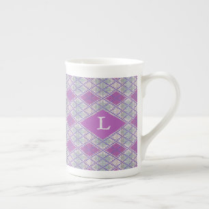LILAC RAUTE STRICK Knochen China Tasse + Ursprüngl