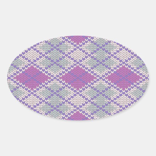 LILAC RAUTE STRICK Oval Stickers (Vorderseite)