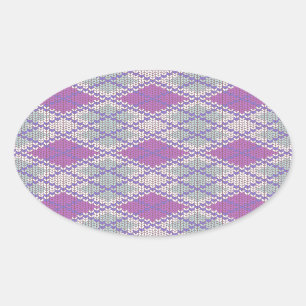 LILAC RAUTE STRICK Oval Stickers