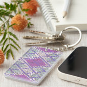 LILAC RAUTE STRICK Rectangle Akryllischer Schlüsse Schlüsselanhänger (Vorderseite rechts)