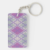 LILAC RAUTE STRICK Rectangle Akryllischer Schlüsse Schlüsselanhänger (Rückseite)
