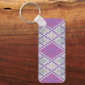 LILAC RAUTE STRICK Rectangle Aluminium Schlüsselan Schlüsselanhänger (Vorderseite)