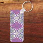 LILAC RAUTE STRICK Rectangle Aluminium Schlüsselan Schlüsselanhänger (Rückseite)