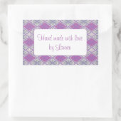 LILAC RAUTE STRICK Rectangle "Hand Made Stickers" Rechteckiger Aufkleber (Tasche)