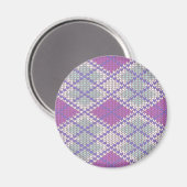 LILAC RAUTE STRICK Round Magnet (Vorderseite/Rückseite)