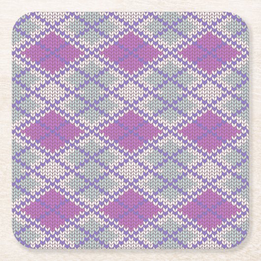 LILAC RAUTE STRICK Square Paper Untersetzer (Vorderseite)