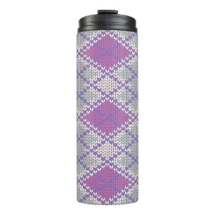 LILAC RAUTE STRICK Thermal Tumbler Thermosbecher