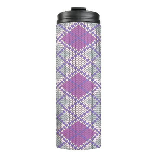 LILAC RAUTE STRICK Thermal Tumbler Thermosbecher (Vorderseite)