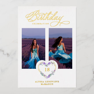 Lilac Real Gold 2 Fotos Blumenherz Folieneinladung