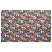 Lilac Red White Yellow Poppies & Green Blätter Stoff (Yard (91,4 cm))