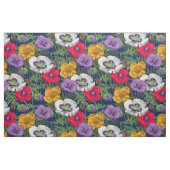 Lilac Red White Yellow Poppies & Green Blätter Stoff (Fat Quarter (45,7 x 55,9 cm))