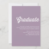 Lilac Retro Bold Typografy Foto Abschluss Einladung (Rückseite)