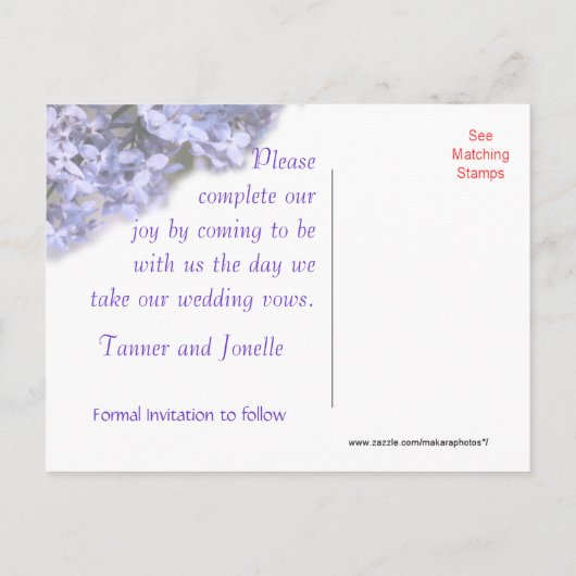 Lilac Rett-the-Date Einladung - oder zu irgendeine (Rückseite)