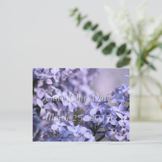 Lilac Rett-the-Date Einladung - oder zu irgendeine (Stehend Vorderseite)
