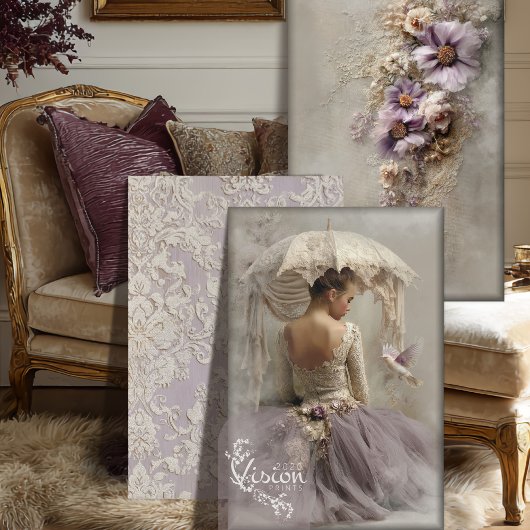 Lilac Reverie Ballerina, Floral & Damask Tile Set Geschenkpapier Set