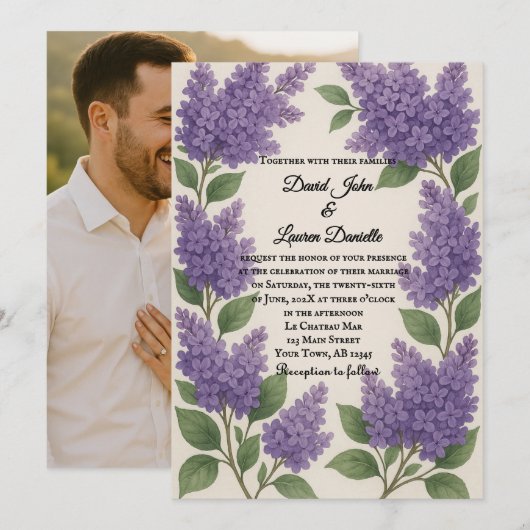Lilac Reverie Photo Wedding Invitation Einladung (Vorne/Hinten)