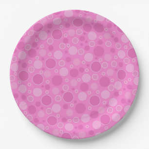 Lilac-Rosa-Töne mit Polka-Punkten in Retro-60er Ja Pappteller