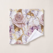 Lilac-Rose auf antikem Goldmarmor Badhandtuch Set (Waschlappen)