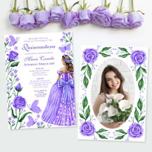 Lilac Rose Butterflies Princess Foto Quinceanera