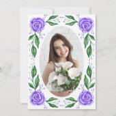 Lilac Rose Butterflies Princess Foto Quinceanera Einladung (Rückseite)