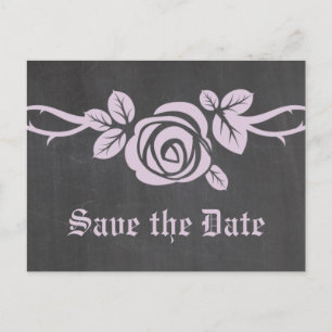 Lilac Rose Chalkboard Save the Date Postkarte