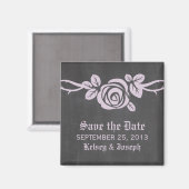 Lilac-Rose-Chalkboard Speichern Sie das Datumsfens Magnet (Vorderseite/Rückseite)