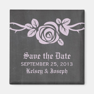Lilac-Rose-Chalkboard Speichern Sie das Datumsfens Magnet