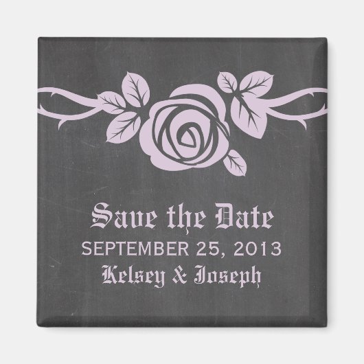 Lilac-Rose-Chalkboard Speichern Sie das Datumsfens Magnet (Vorne)