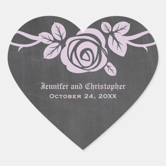 Lilac Rose Chalkboard Wedding Stickers (Vorderseite)