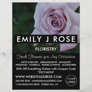 Lilac Rose, Florist, Floristrische Werbung Flyer