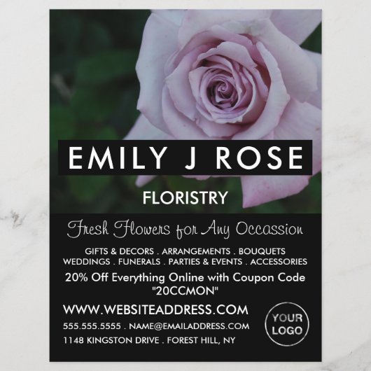 Lilac Rose, Florist, Floristrische Werbung Flyer (Vorne)