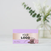 Lilac Rose Gold Decke Niedliche Blume mit Logo-Fot Visitenkarte (Stehend Vorderseite)