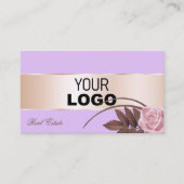 Lilac Rose Gold Decke Niedliche Blume mit Logo-Fot Visitenkarte (Vorderseite)