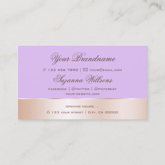 Lilac Rose Goldene Dekoration Niedliche Blume Mode Visitenkarte (Rückseite)